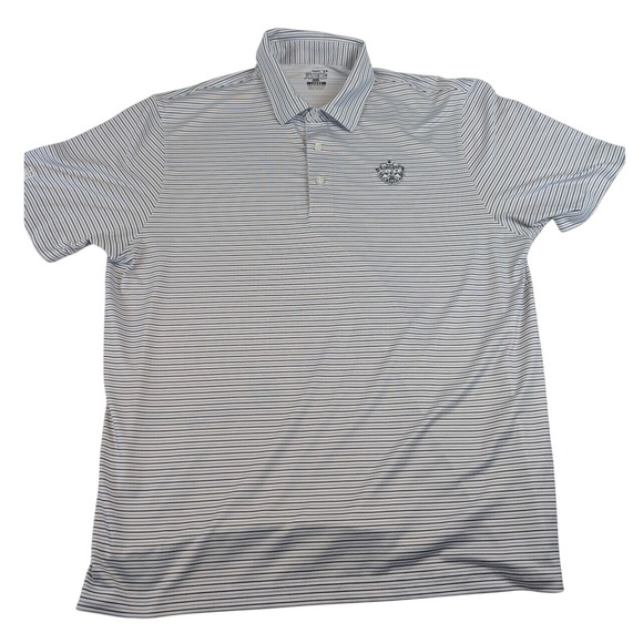 Ahead USA Other - Ahead USA Mens The Long Bay Club Striped Golf Polo Shirt White Blue Large